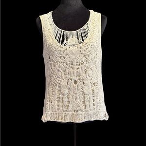 Elegant Cream Crochet Women's Top